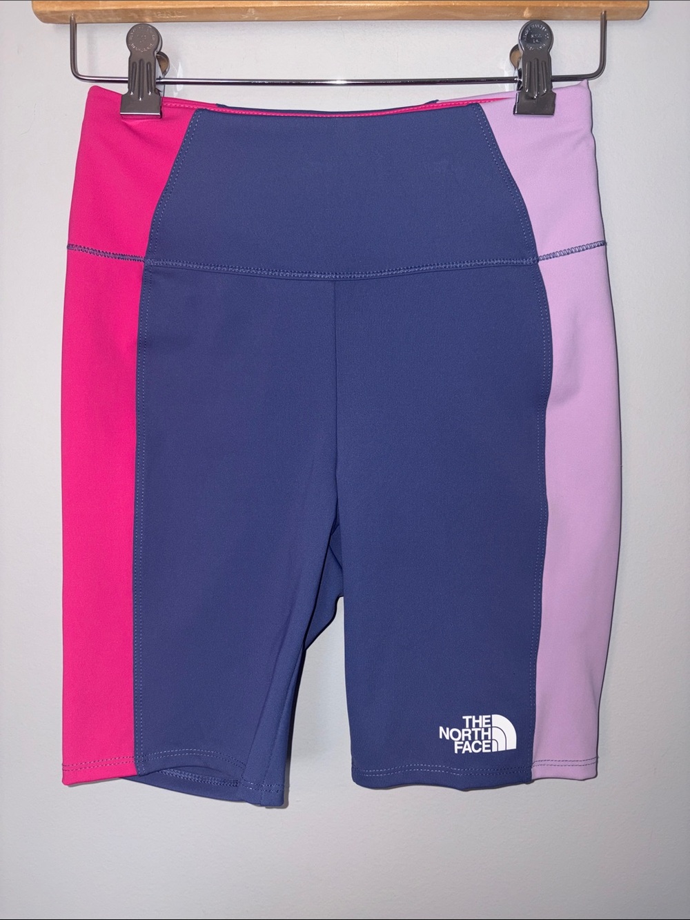 The North Face Colorblock Kids Bike Shorts in Navy, Hot Pink & Lavender Youth L